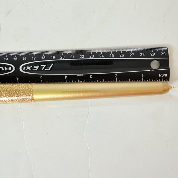 Holiday Gold Glitter Taper Candles Two Tone Set Of 8 Sparkle By Cynthia Rowley - Picture 10 of 13